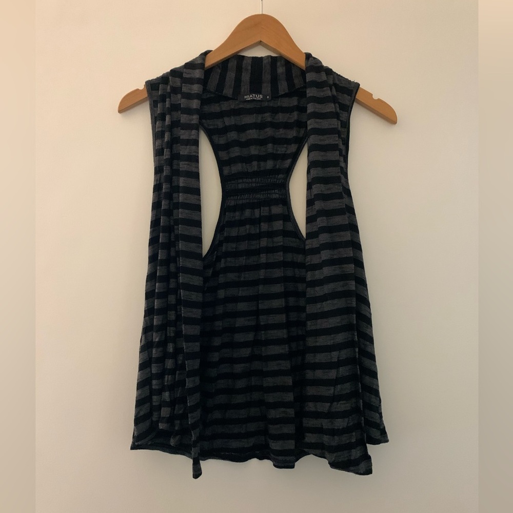 Black and grey striped vest